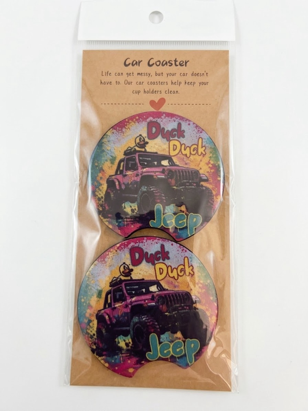 Duck, Duck , Jeep ' Car Coaster Set - 2 Pack, NEW